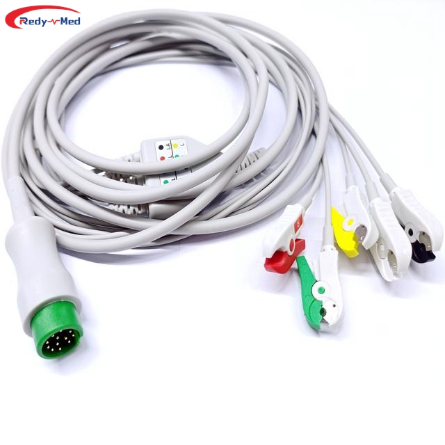 Compatible With Bistos One-Piece 3 Lead/ 5 Lead ECG Cable